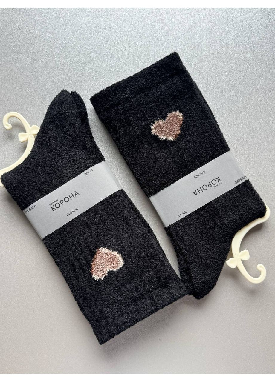 Чёрные 1 пара высокие бархатные качественные и приятные к телу теплые носки Корона (361048250)