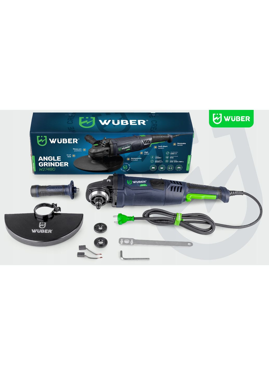 Болгарка (угловая шлифмашина) 2400Вт 230мм Wuber (340072986)