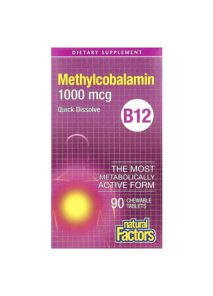 Вітаміни та мінерали Methylcobalamin 1000 mcg, 90 жувальних таблеток Natural Factors (329999137)