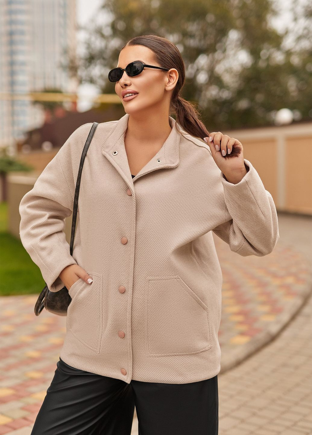 Бежеве Діловий, Повсякденний, Кежуал, Вечірній кашемірове напівпальто однобортне No Brand однотонне