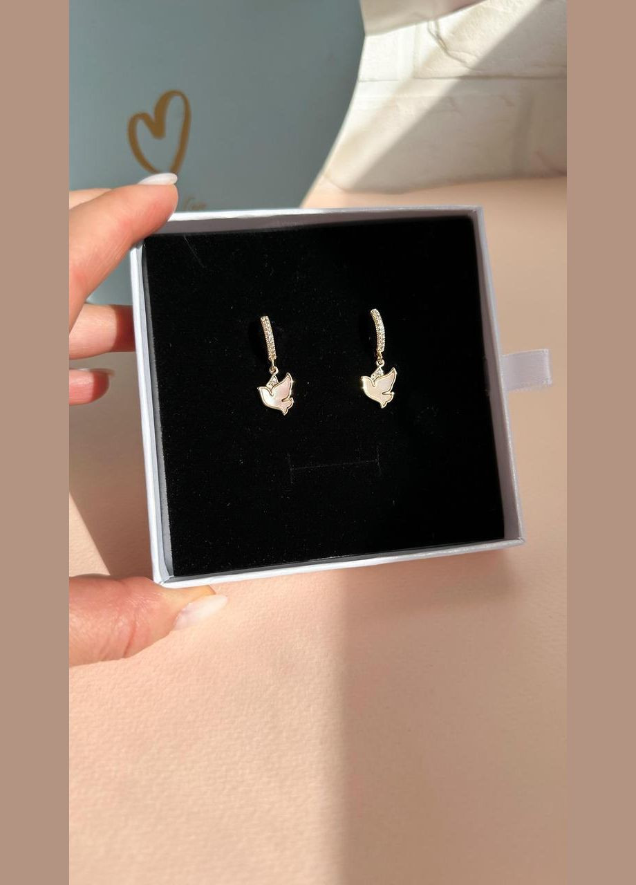 Набор женских украшений чокер и серьги натуральный жемчуг и голубки подарок женщине h=36 см No Brand (369505286)