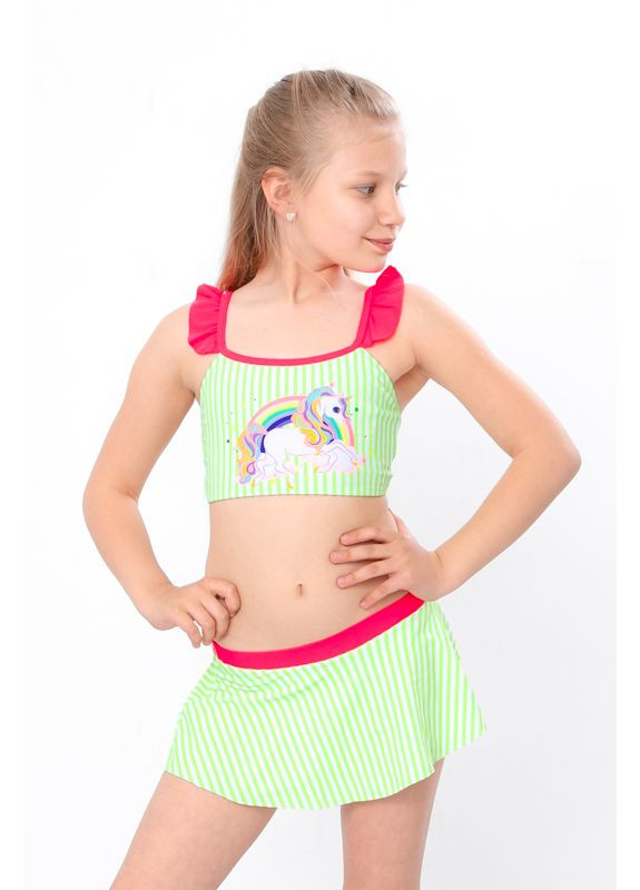Салатовый летний купальник для девочки (p-14349) Носи своє
