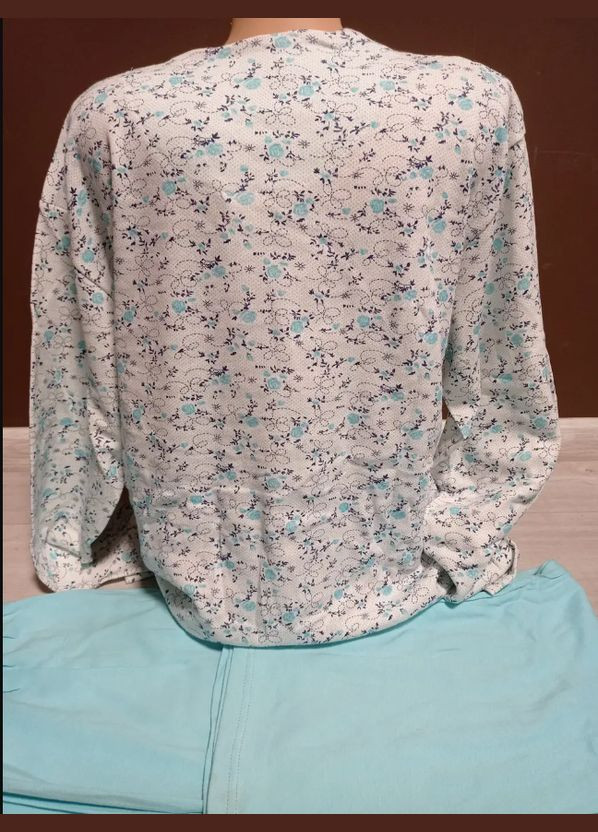 М'ятна всесезон піжама жіноча на гудзиках з кишенями туреччина батал 50-54 розміри 100% бавовна кофта і штани м'ята футболка + штани No Brand Піжама