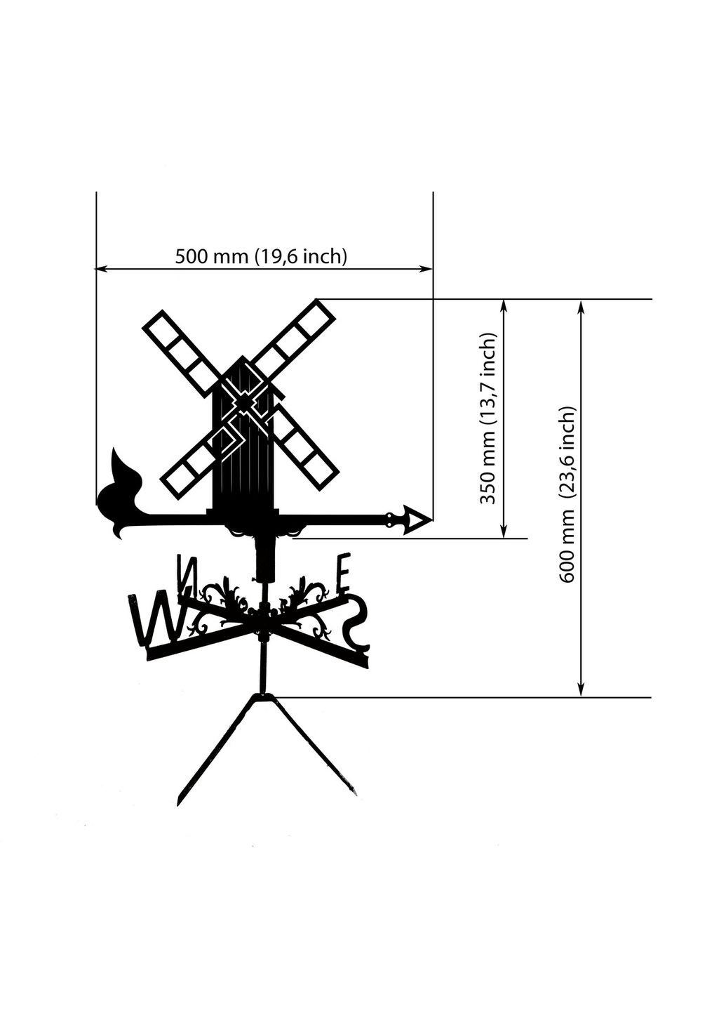Флюгер Мельница №2, Ветряная мельница, флюгер на крышу из металла 2 мм. No Brand (368896650)