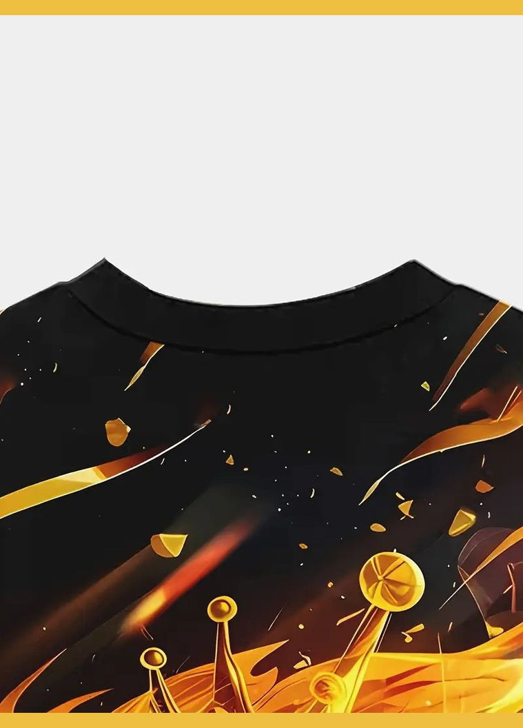 Черная футболка мужская 3d принт огненный мяч с короной король футбола термо дышащая летняя m 50 No Brand