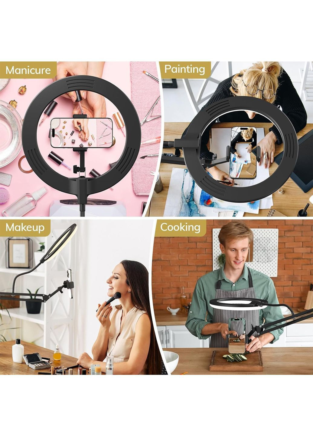 Кольцевая лампа с зажимным креплением и держателем для телефона TRL-20 Pro черный TONOR Amazon (370188082)