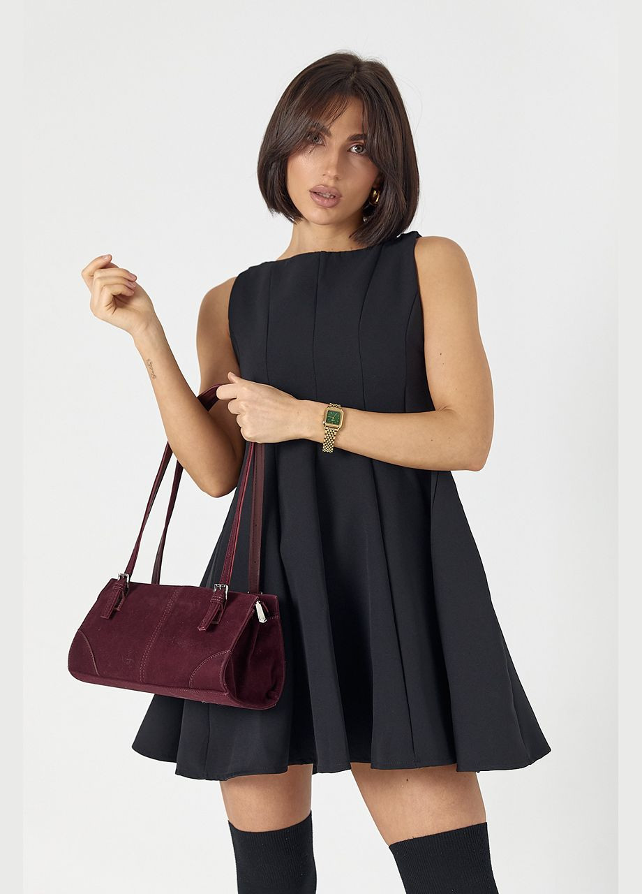 Черное женское короткое коктейльное платье без рукавов Lurex