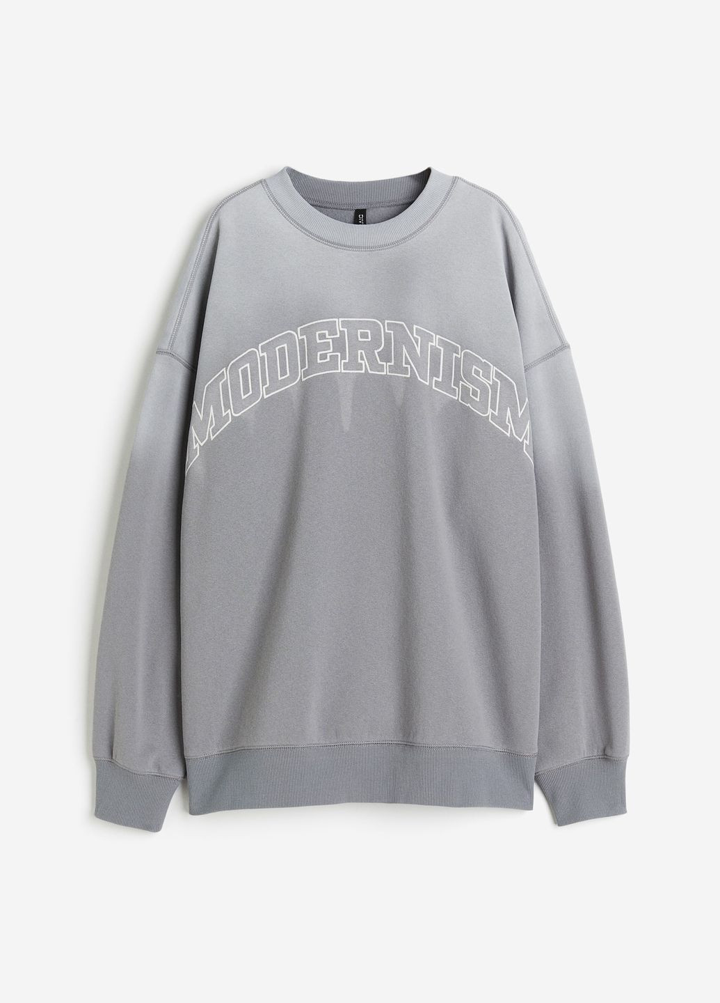 Сірий світшот великого розміру з принтом H&M без декору (302958113)