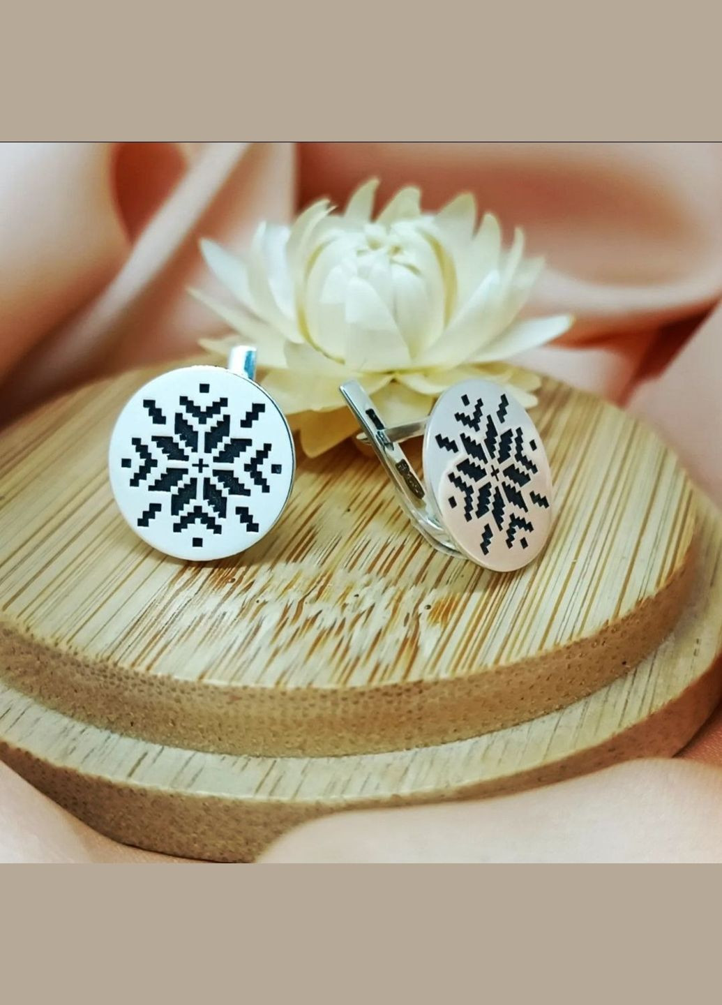 Серебряные серёжки серьги Вышиванка без камней серебро 925 пробы черненное 2016 3.58г No Brand (306743188)