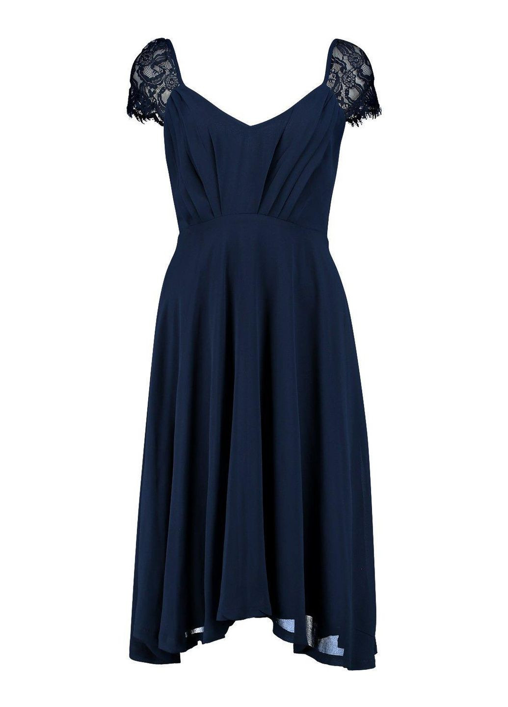 Темно-синее вечернее платье Boohoo однотонное