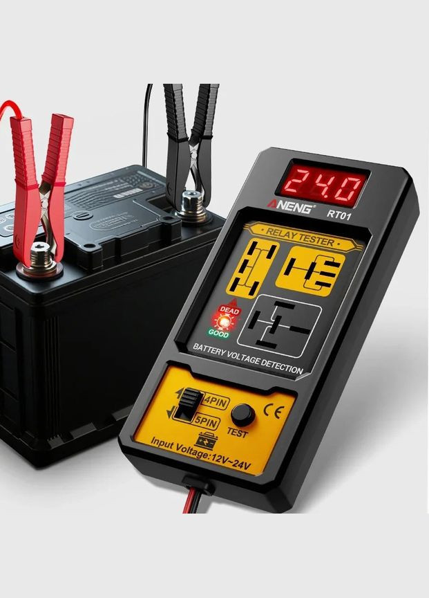 Тестер автомобильных рэле 12-24 В 4-5 pin RT01 с измерителем напряжения аккумулятора Aneng (338596136)