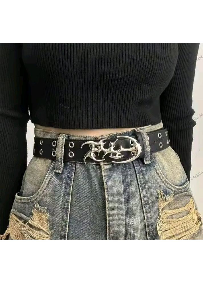 Ремень молодежный с заклепками Y2K стиль панк,готический ремень с двойными металлическими кольцами в стиле гранж,уличная одежда Viral No Brand (371786146)