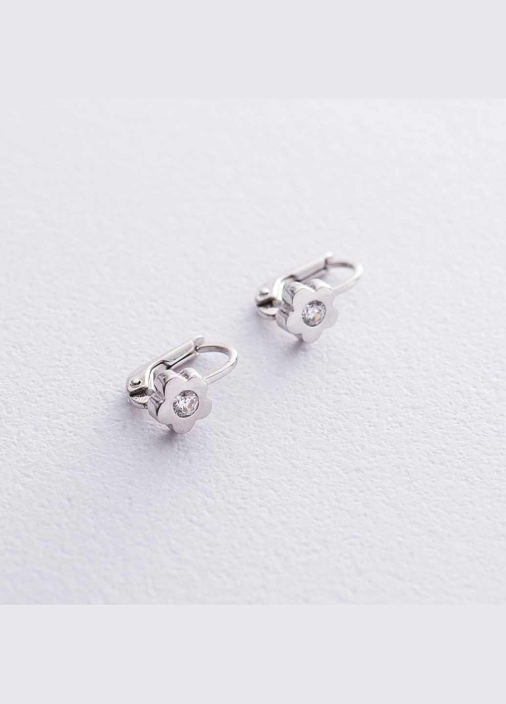 Дитячі золоті сережки Квіточки з фіанітами с05891 Oniks (264022741)