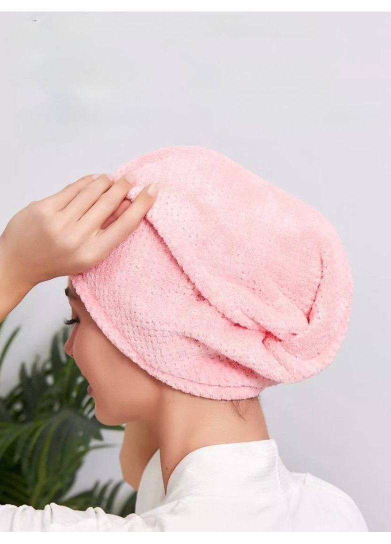 Рушник тюрбан-чалма для сушки волосся Вушка тускла пудра No Brand (366978594)