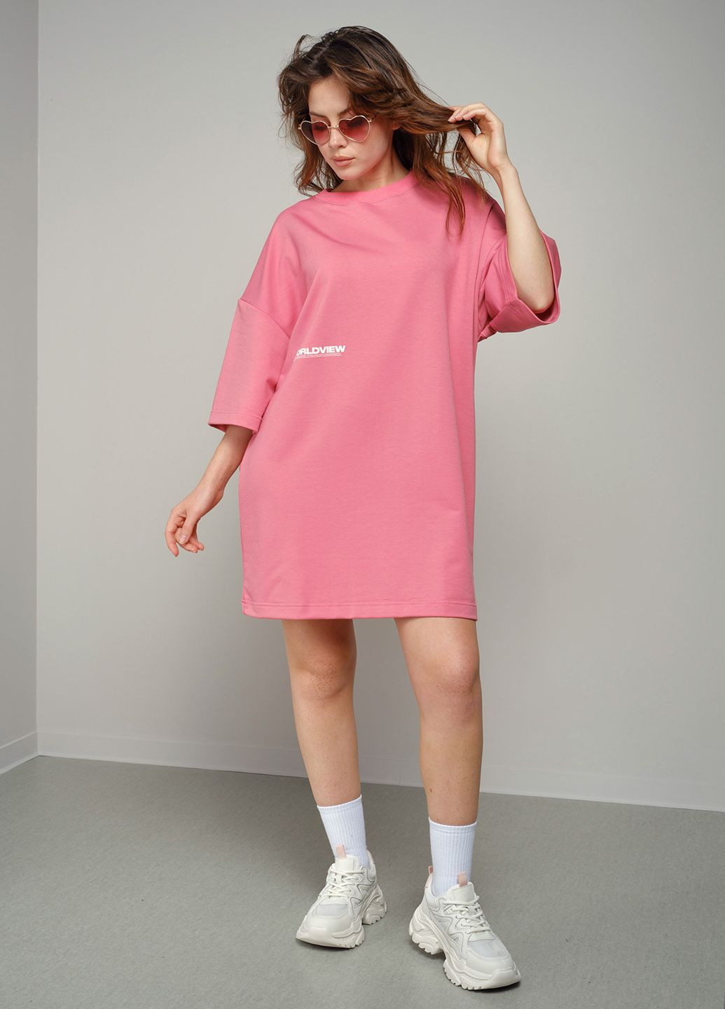 Розовая летняя платье футболка розовое 103145 Power