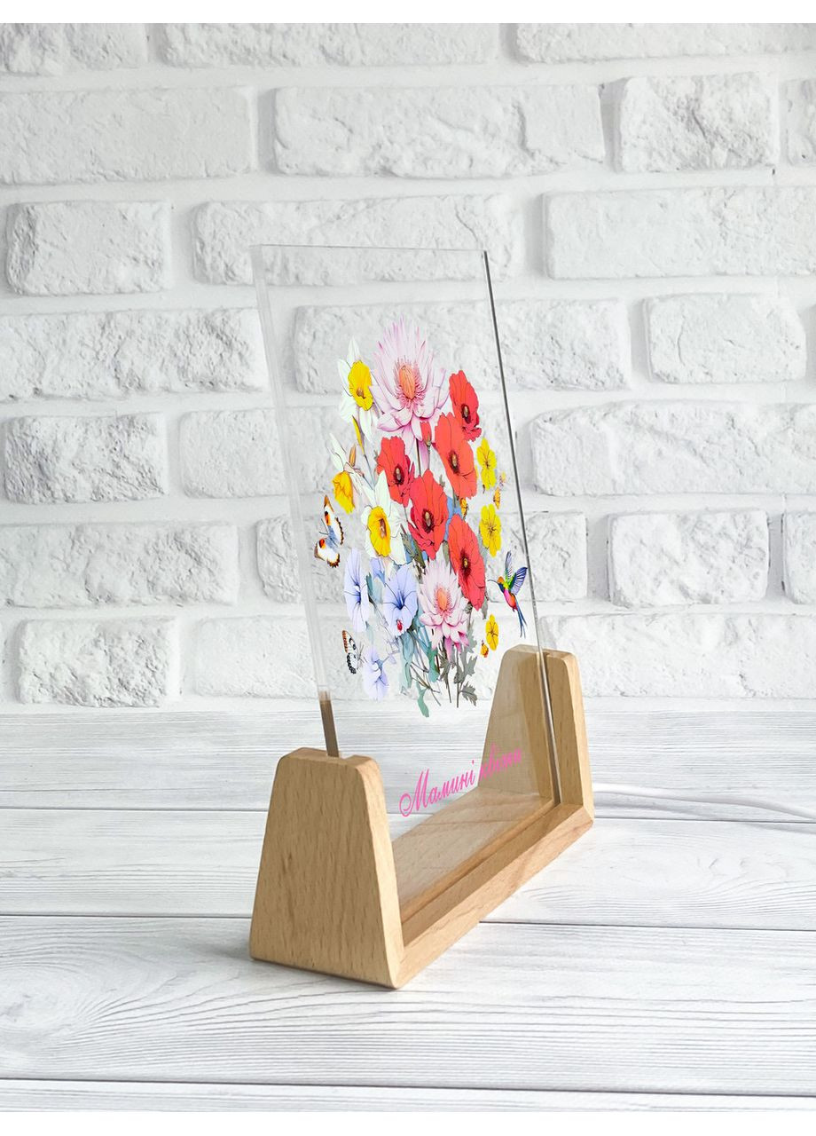 Акриловий нічник з квітковим малюнком і написом Мамині квіти Creative (355402125)