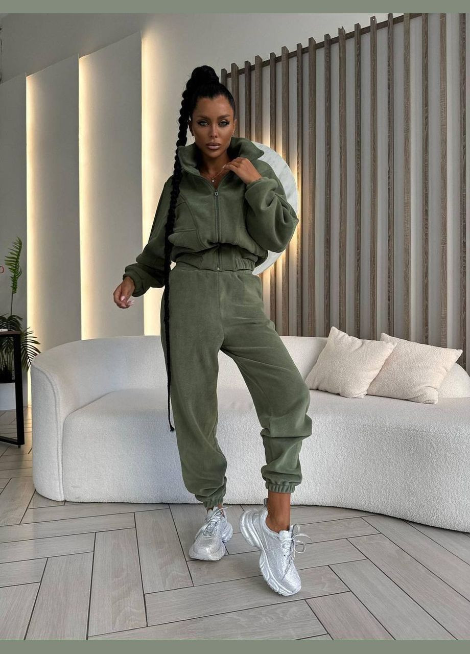 Тёплый спортивный костюм двойка (свитшот+штаны) на двухстороннем флисе, мягенький и приятный к телу костюм 2-ка без капюшона No Brand 050-1 (301907092)