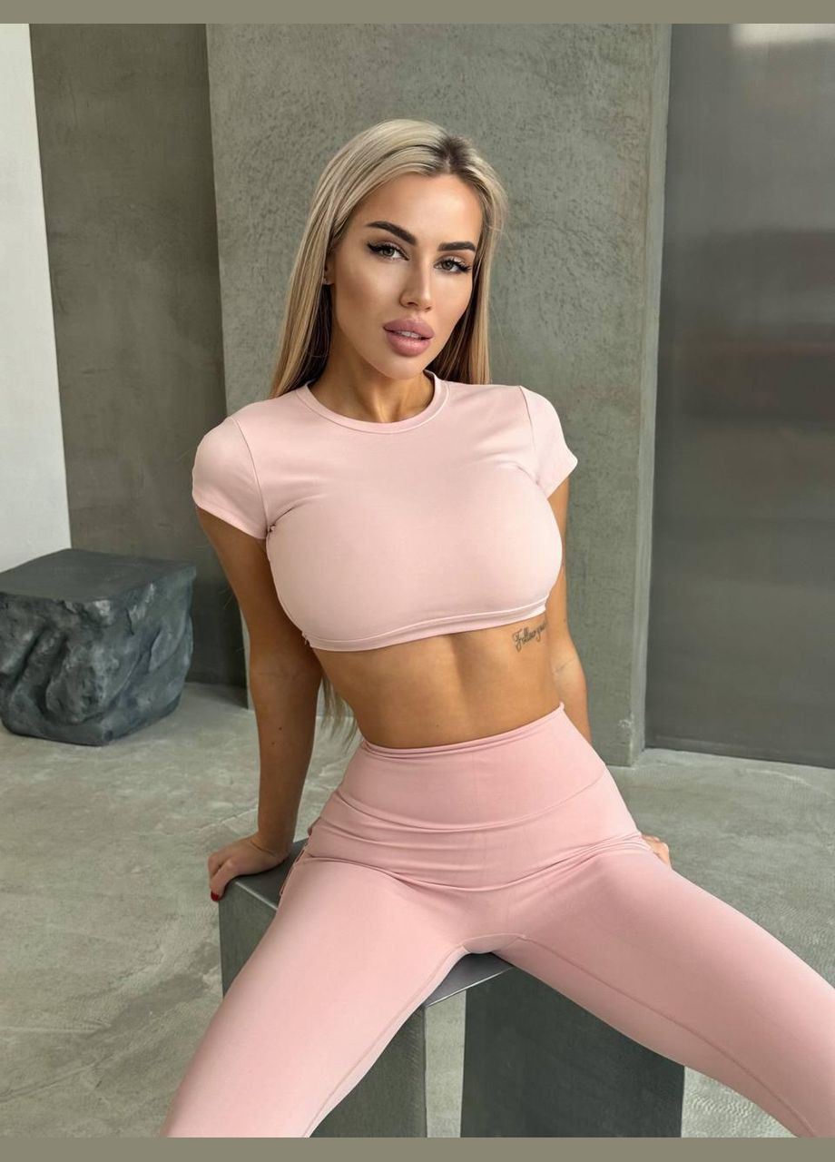 Топ-футболка с чашками, пудрового цвета, размер L Trends (330756793)