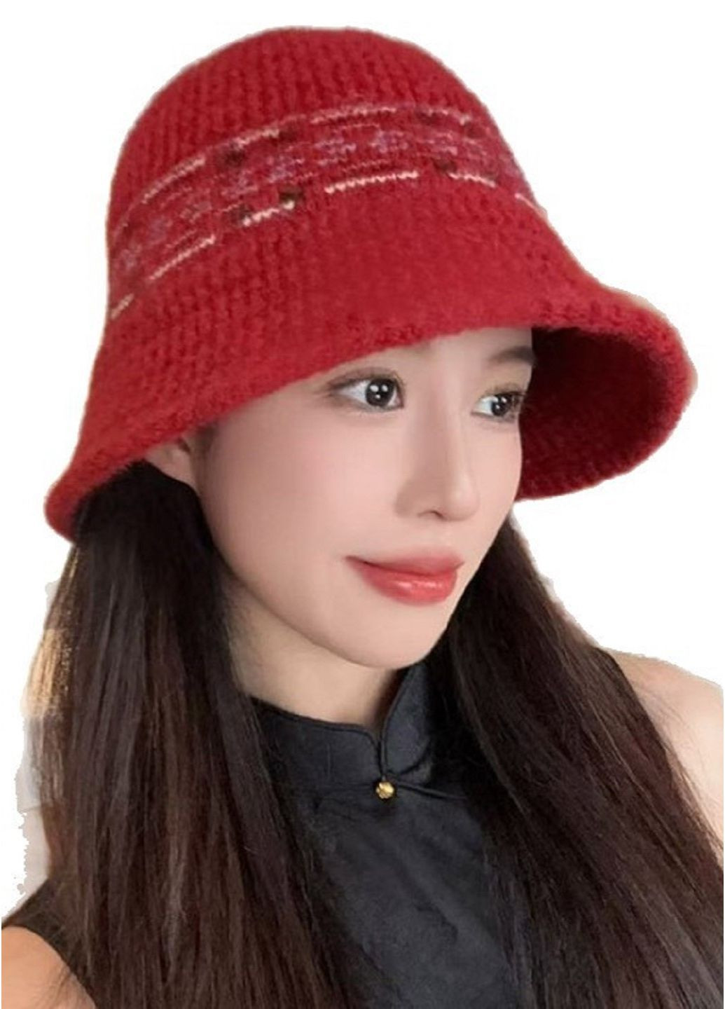 В'язана Зимова Шапка Тепла Панама Вовняний Капелюх для Жінок у Ретро Стилі з Орнаментом 55-59 см No Brand в'язана шапка панама (365301163)