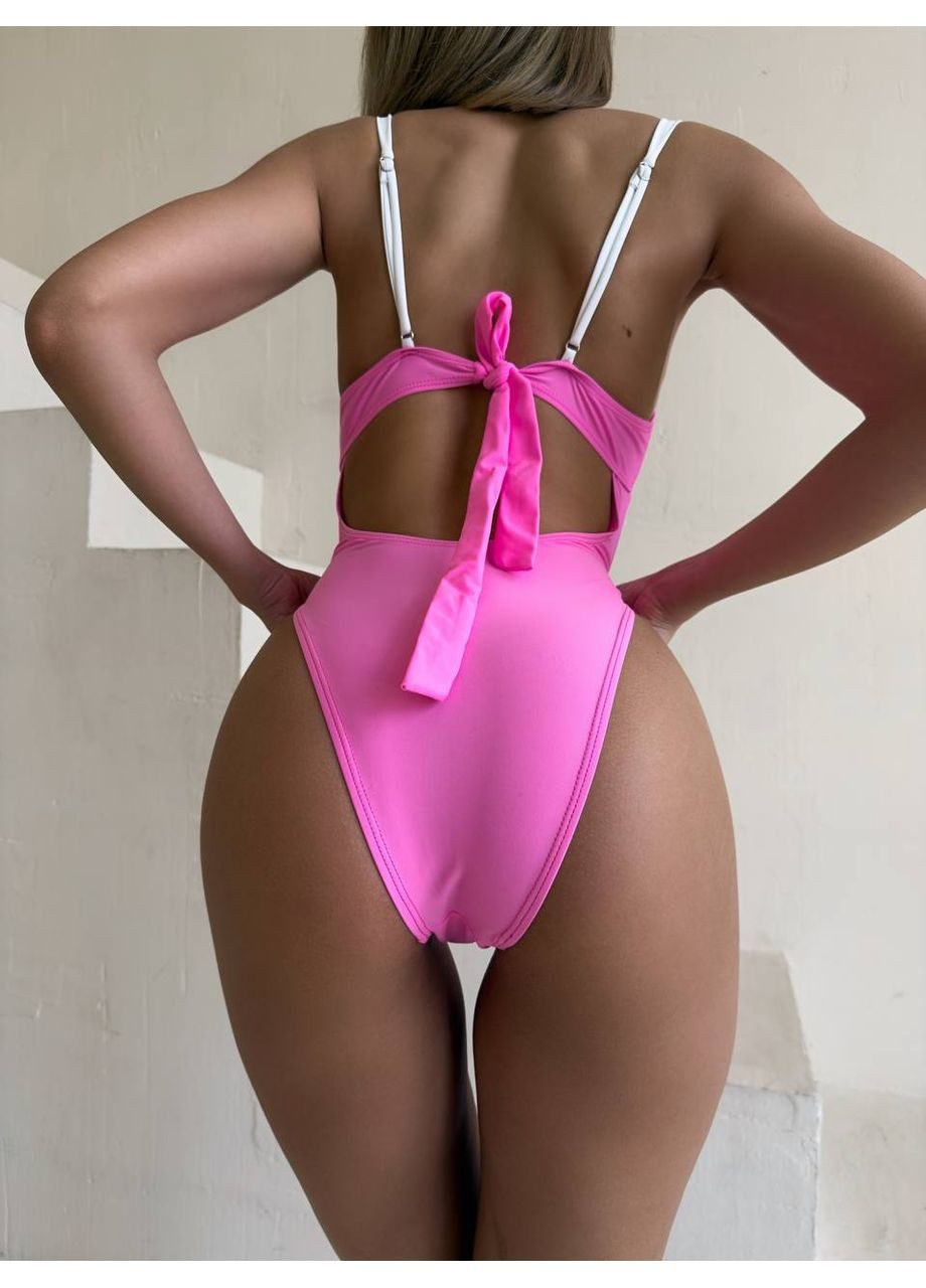 Розовый летний яркий купальник слитный No Brand