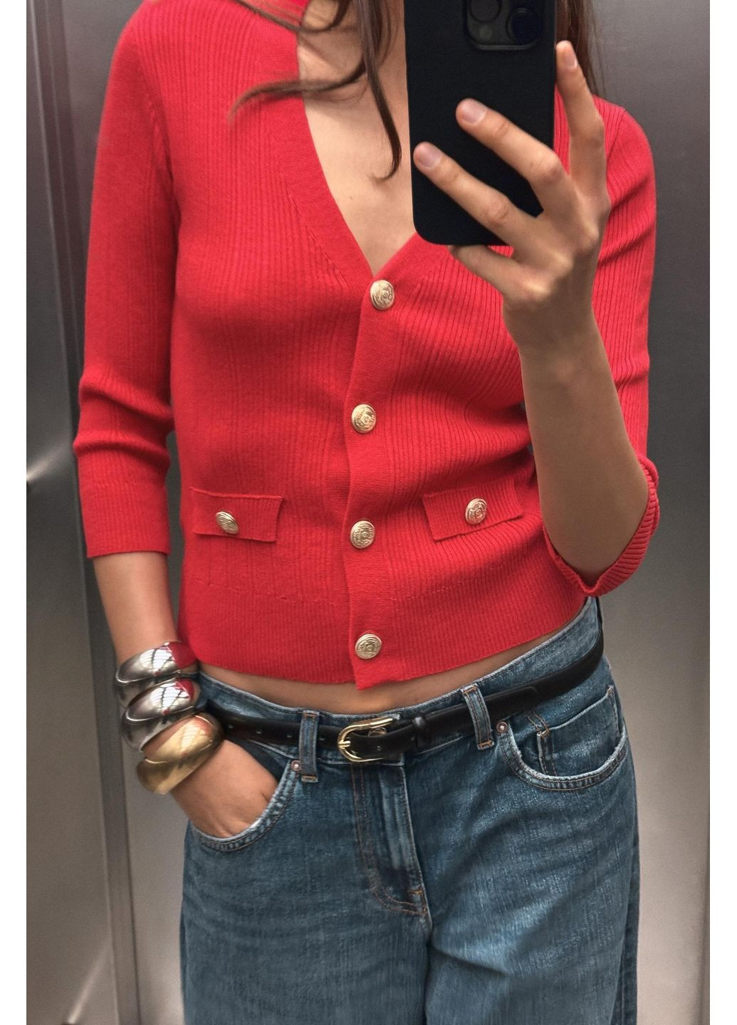 Красный демисезонный кардиган Zara