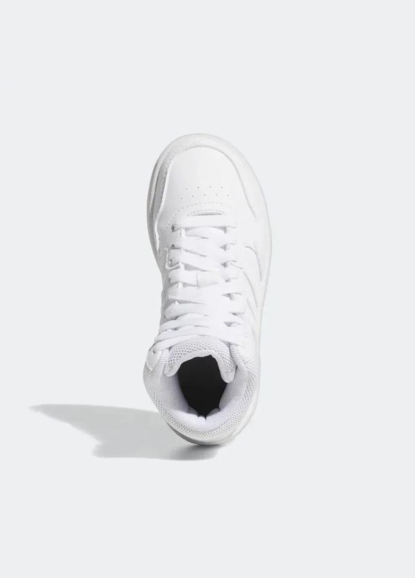 Белые демисезонные кроссовки kids hoops mid cloud white/cloud white/grey two р.2.5/34/22см adidas