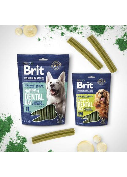 Лакомство для собак больших пород Dental Snacks L с коллагеном и спирулиной 250 г Brit Premium (349823848)