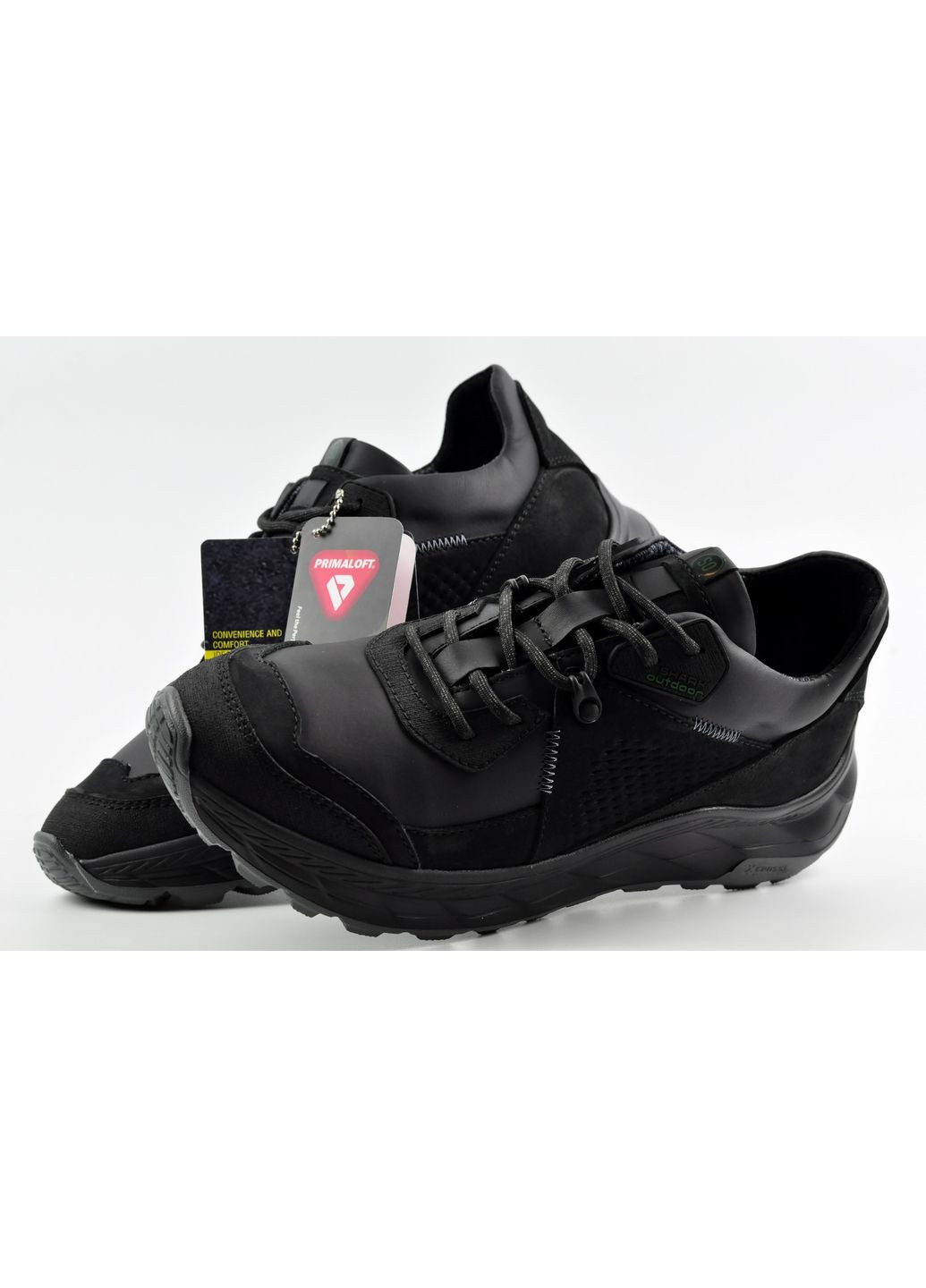 Черные зимние кожаные термо кроссовки primaloft Shark