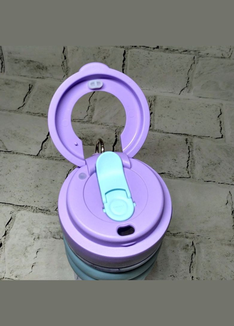 Стакан для напоїв з трубочкою та ручкою 800 мл 21х8,5 см Бузковий No Brand (327368125)