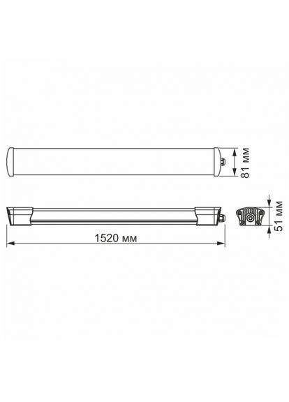 LED світильник IP65 лінійний 50W 1,5М 5000K (VL-BNW-50155) Videx (305756223)
