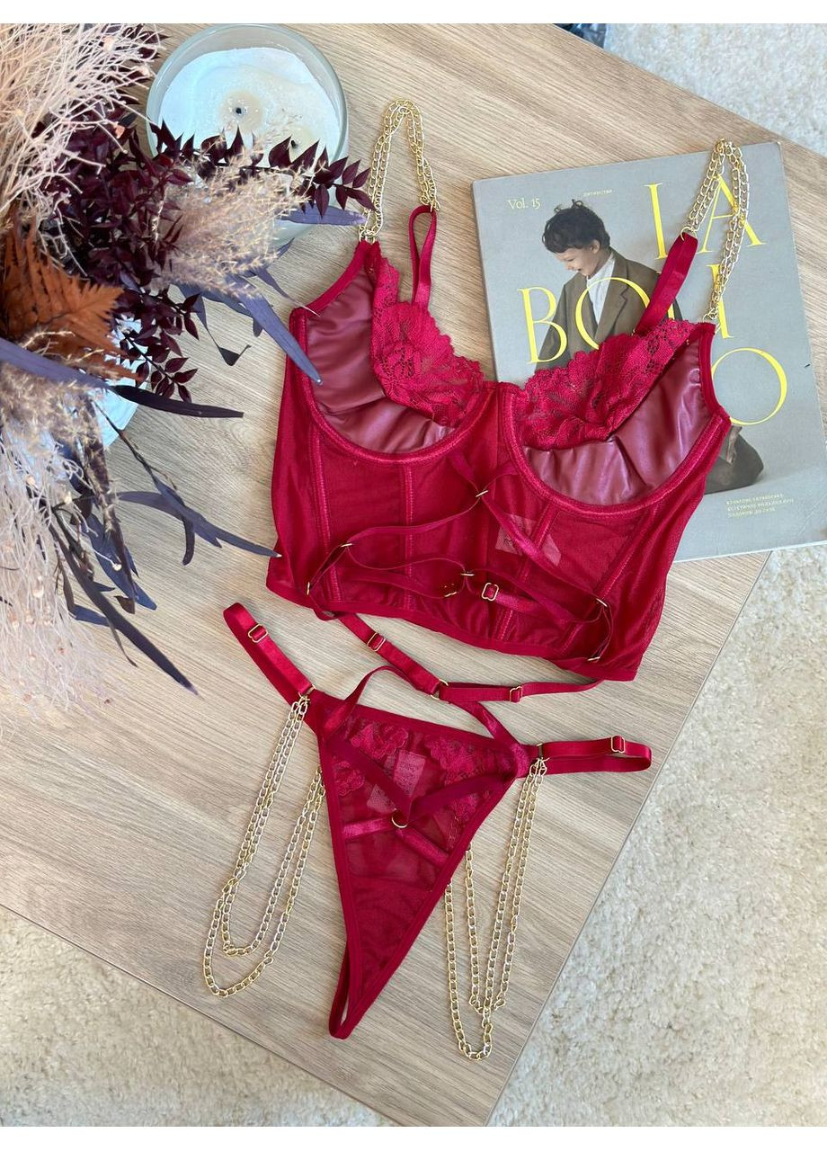 Бордовый женский комплект нижнего белья Simply sexy