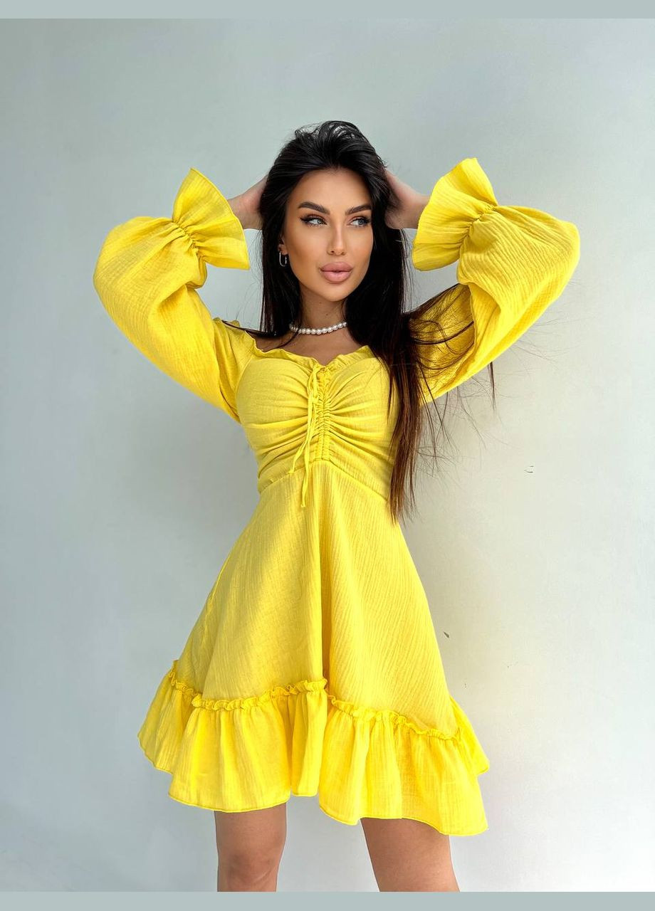 Жовтий жіноча сукня муслін No Brand