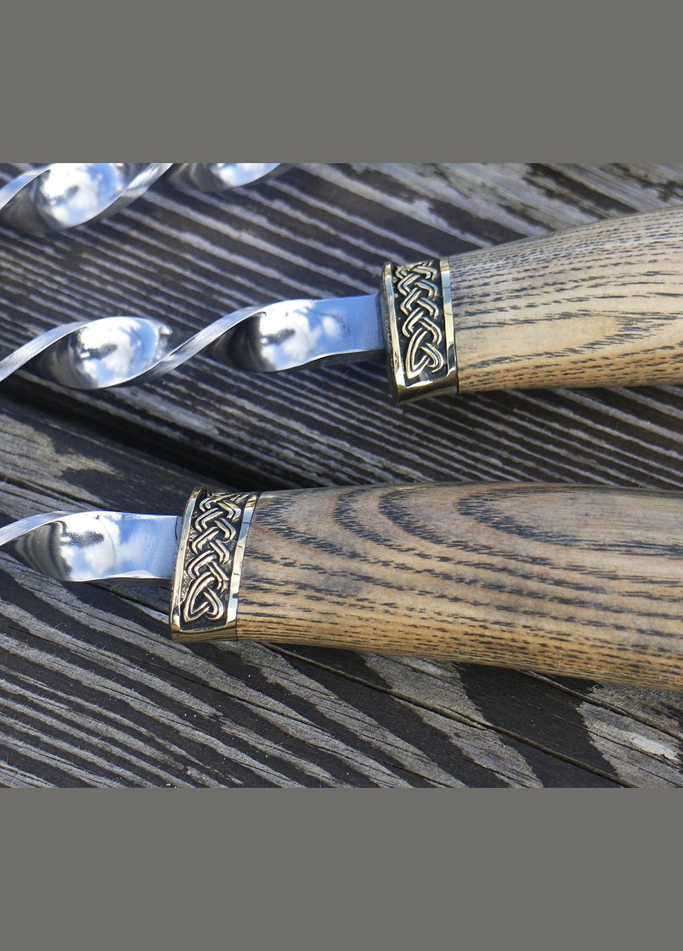 Набір шампурів ручної роботи для шашликів і барбекю бронза плоский шампур (НШ008ЯОБ) Гранд Презент (297464055)