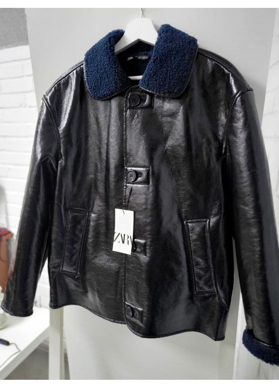 Дубленка куртка из блестящей искусственной кожи Zara (361448052)