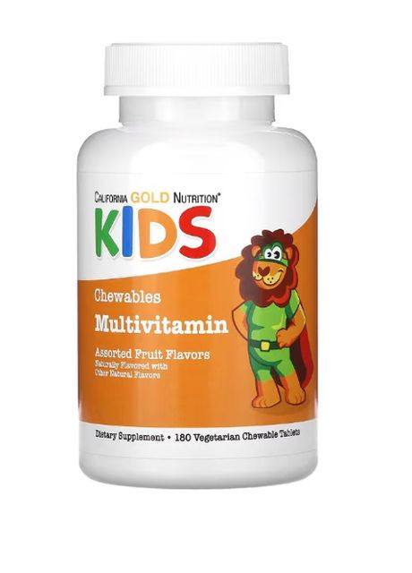 , жевательные мультивитамины для детей, ассорти фруктовых вкусов, 180 таб California Gold Nutrition (280947010)