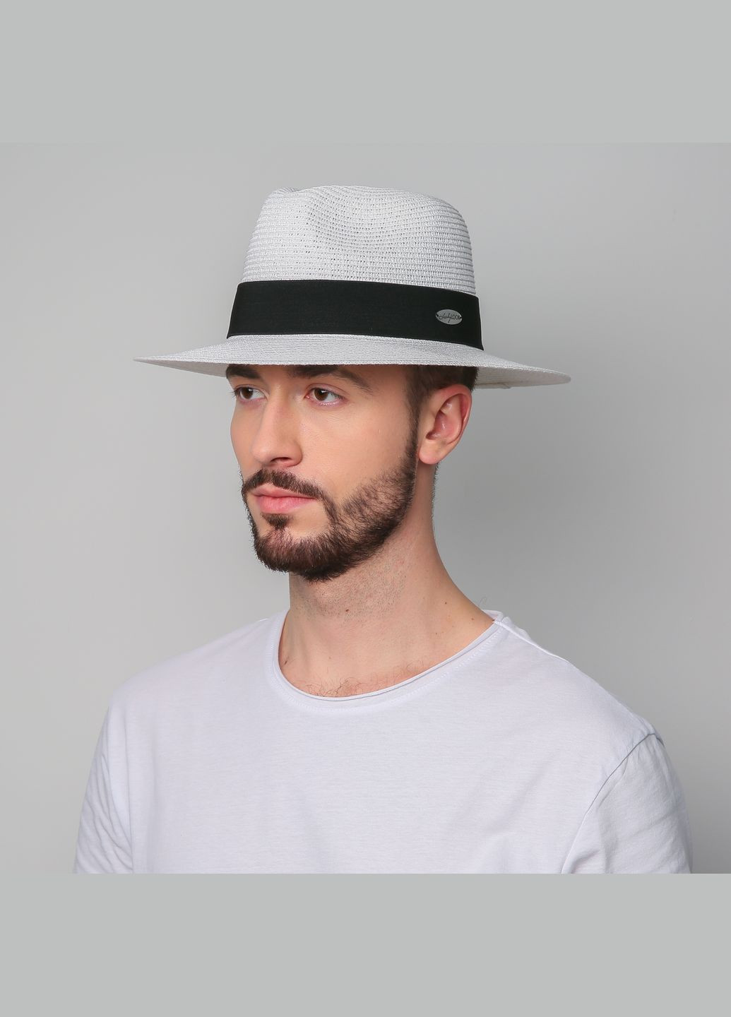 Шляпа федора мужская бумага белая CAMILLA 843-012 LuckyLOOK 843-012m (290186937)