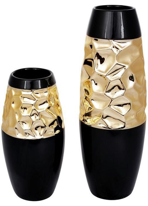 Ваза керамическая Vjosa 38см черный с золотом. Bona (329898187)