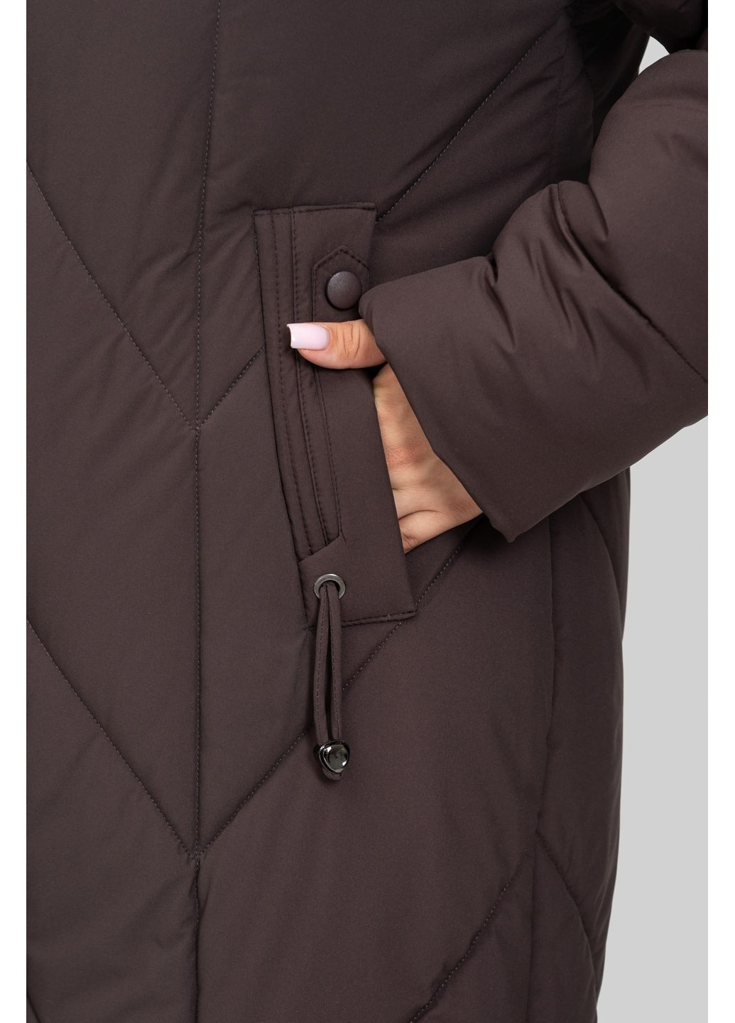Коричневое зимнее Женское зимнее пальто из плащевки Альбина All Posa (ap102540p) A'll Posa