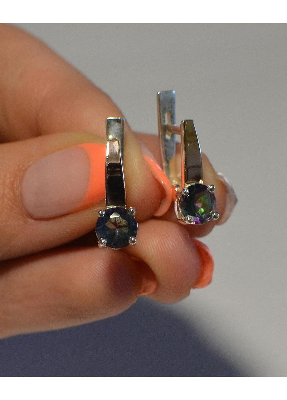 Срібні сережки з пластинами із золота Silver Style (366814073)