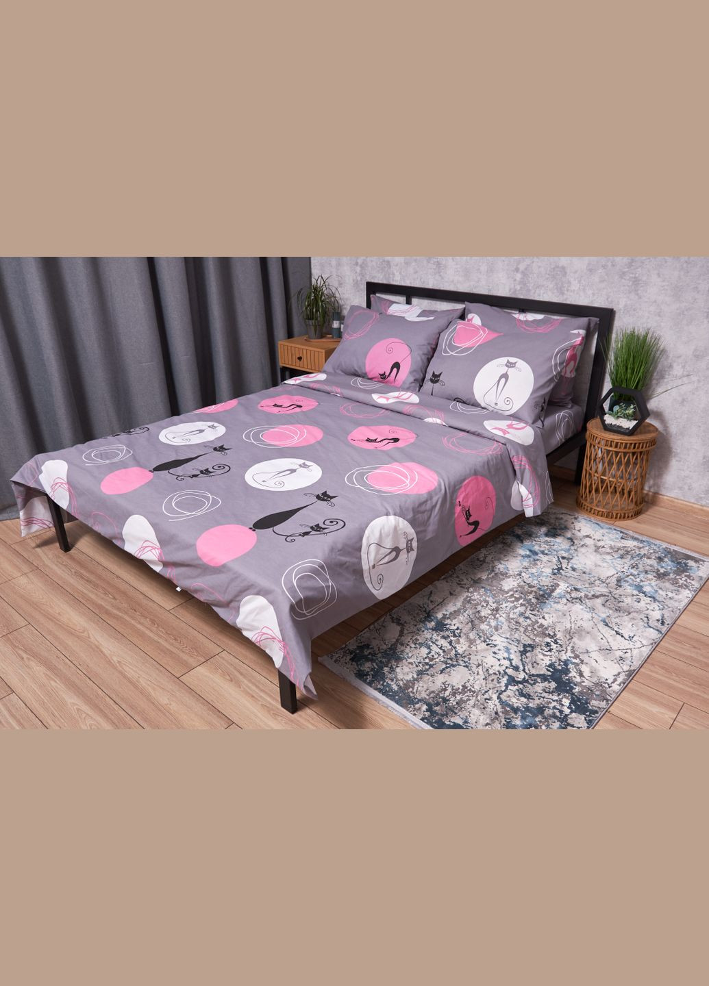 Комплект постельного белья Бязь Gold Люкс «» семейный 143х210х2 наволочки 2х70х70 (MS-820002640) Moon&Star Mauve Cats (286762538)