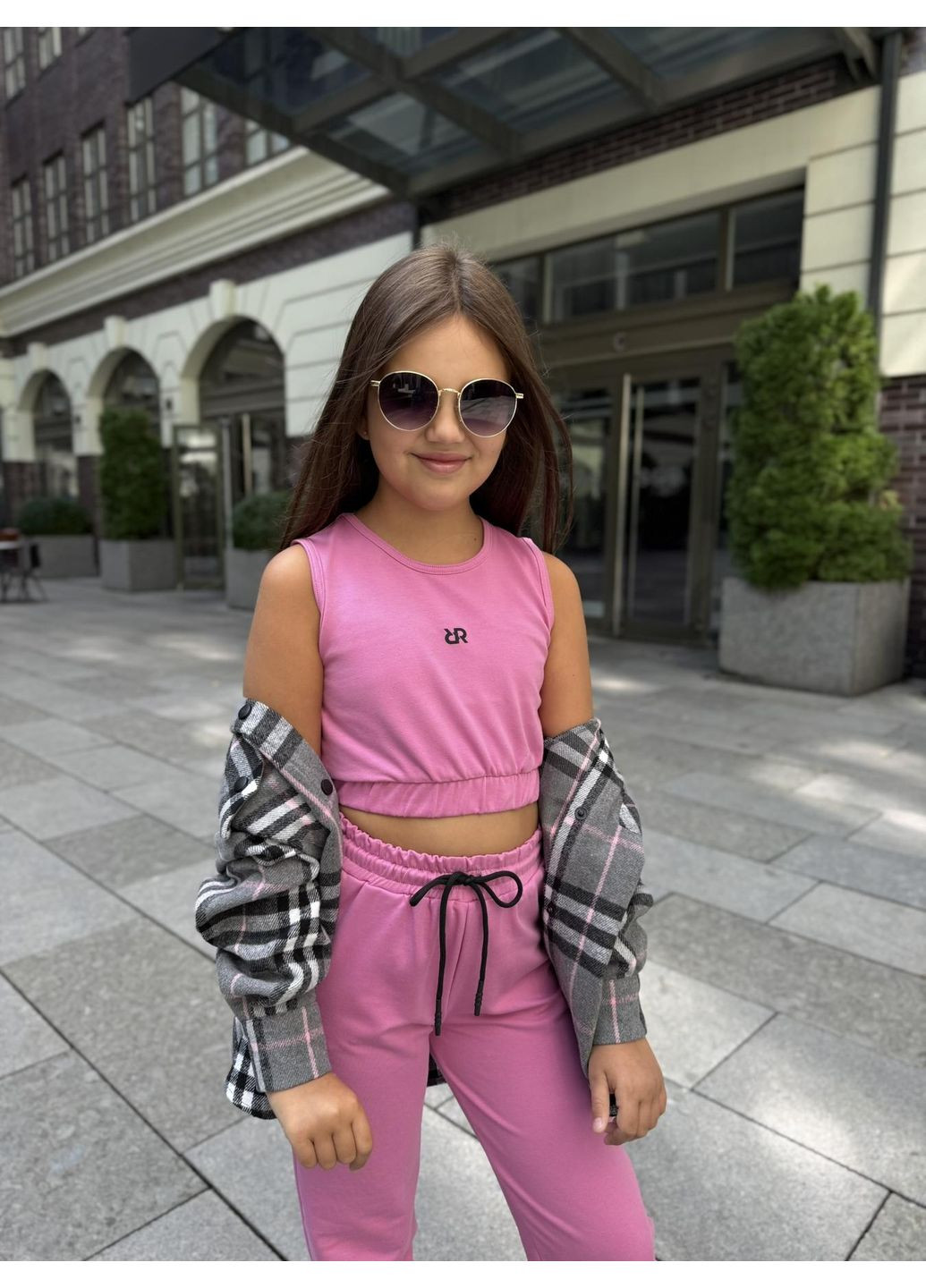 Розовый демисезонный костюм тройка (рубашка, топ, брюки) подростковый с рубашкой, тройка, брючный IRmAS