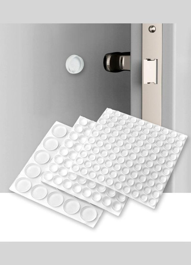 Відбійник для дверей (демпфер) Dory d=10мм, h=3мм прозорий силіконовий 100 штук на пластині (DR050864) No Brand (330778680)