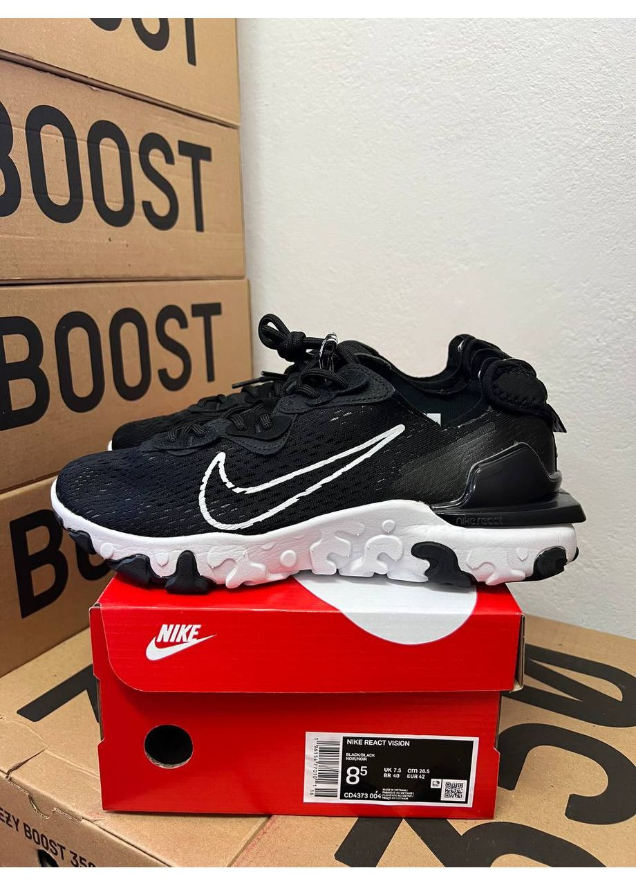 Чорні Осінні кросівки чоловічі nike react vision black найк реакт вісіон No Brand