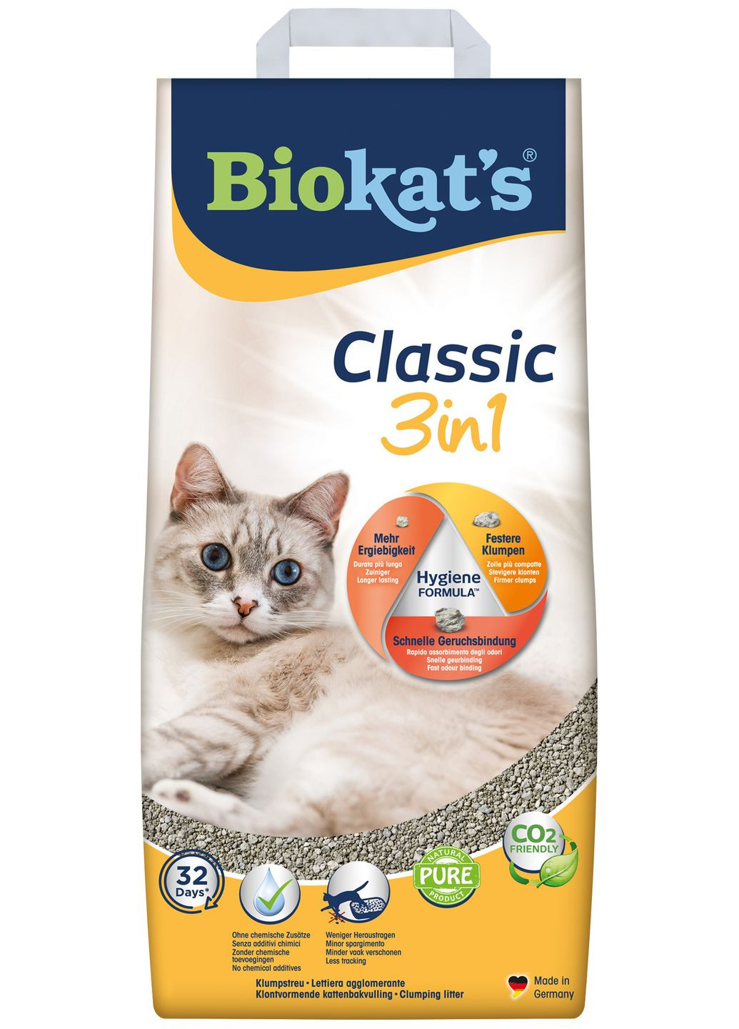 Наполнитель для кошачьего туалета Classic 3 в 1 Бентонитовый комкующий 10 кг (10 л) (4002064614458/4002064613307) Biokat's (279572883)