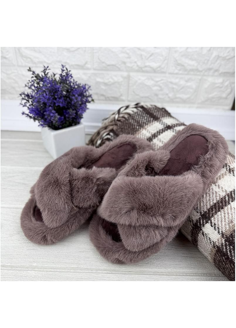 Домашні тапочки жіночі хутряні Е-007475-6 Темно-фіолетові Sanlin (361305263)