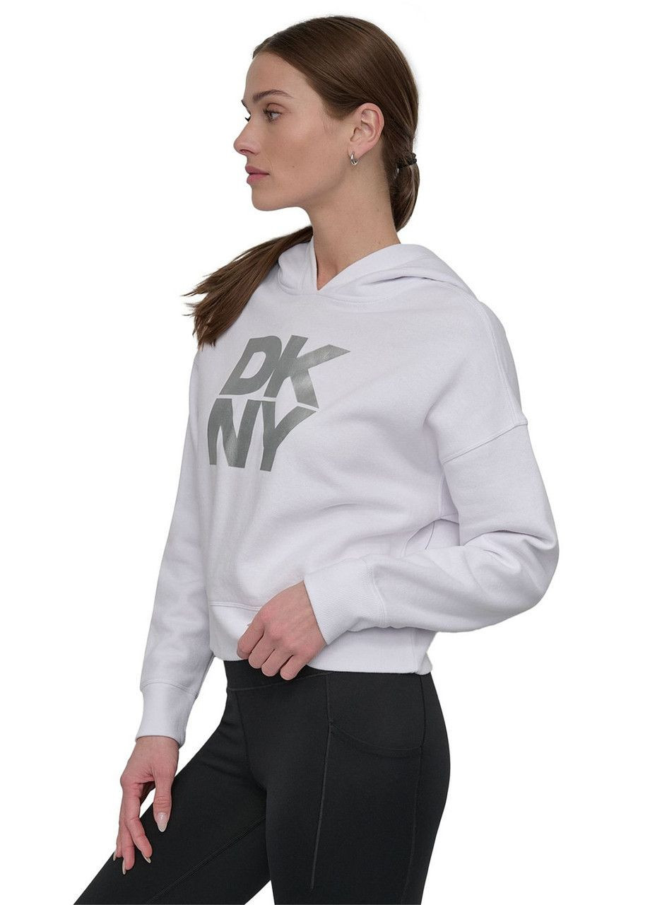 Білий жіноче худі active stacked metallic-logo DKNY (369365520)