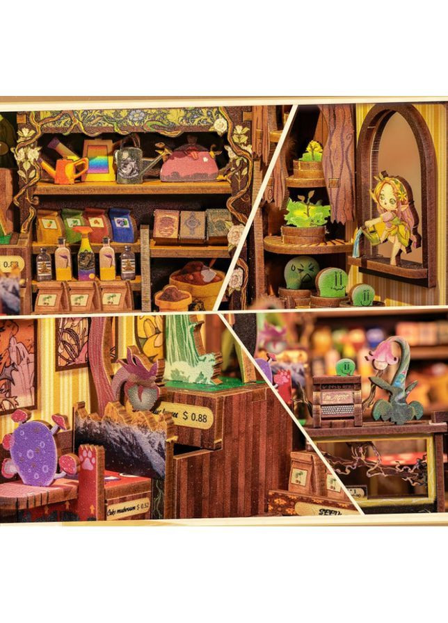 Румбокс 3d конструктор дерев'яний макет чарівної лавки з рослинами творчий конструктор DIY No Brand Чарівна лавка з рослинами (366978384)