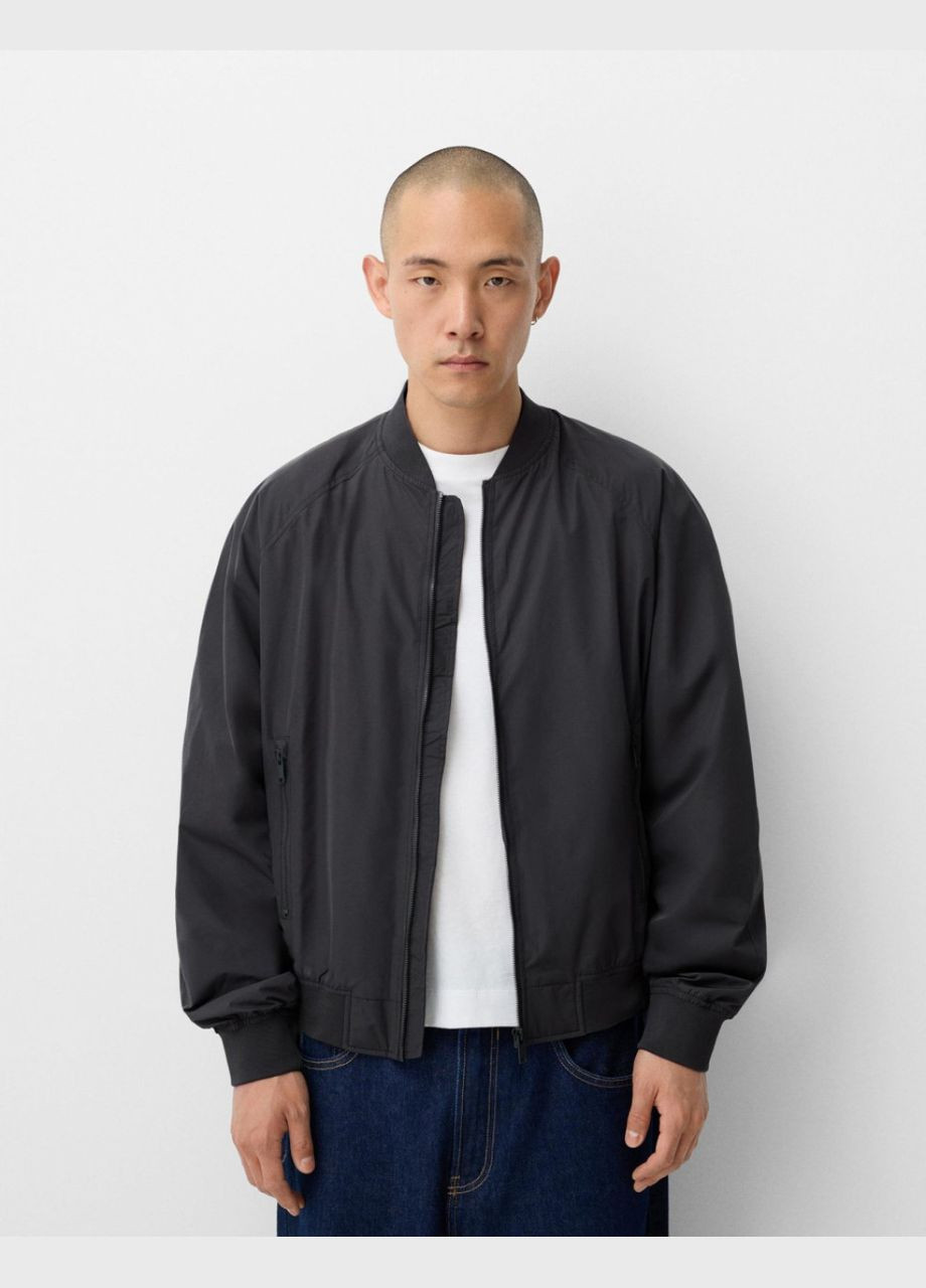 Сіра демісезонна куртка Bershka бомбер 6766/200 GREY
