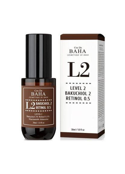 Сироватка для обличчя з ретинолом 0,5% та бакучіолом 2% L2, 30 мл Cos De Baha (305571588)