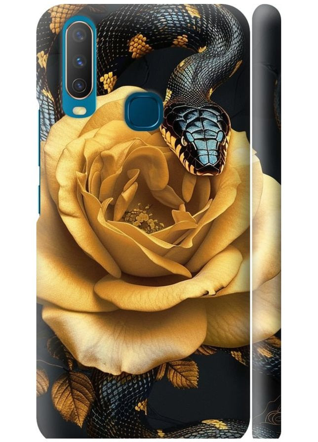 3D пластиковый матовый чехол 'Black snake and golden rose' для Endorphone Vivo Y17 (286765135)